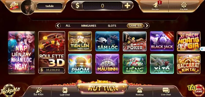 Sunwin 25 Các game bài có tỷ lệ trả thưởng cực khủng