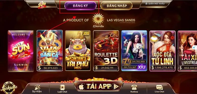 Sunwin 27 Chọn nút đăng ký màu tím trên góc màn hình