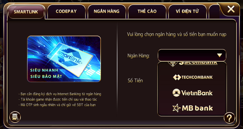 Nạp Tiền Sunwin Thành Công Ngay Chỉ Với 7 Cách Sau Đây 3 Sử dụng smartlink cho giao dịch nạp tiền thông minh